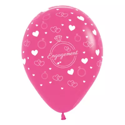 $5.99 • Buy Sempertex 30cm Engagement Diamond Rings & Hearts Fashion Fuchsia Latex Balloons,