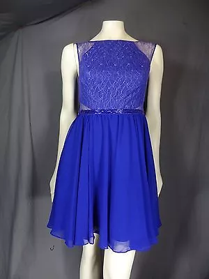 Aidan Mattox Sleeveless Blue Lace Cocktail Fit And Flare Dress Size 10 • $29.99