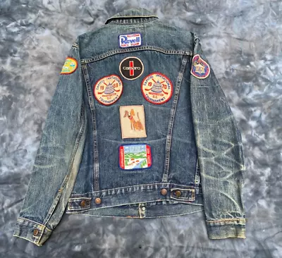 Vintage 70s Levis Jean Jacket Motorcycle Trucker DC Yamaha Camaro Dog Patch • $250