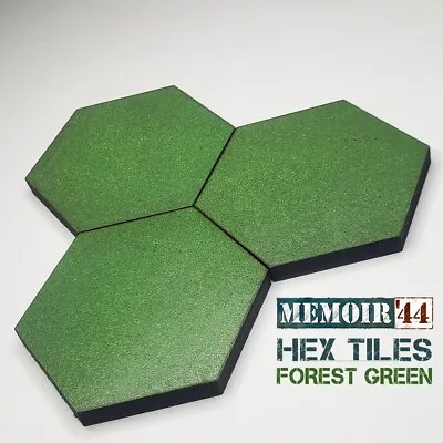 Memoir 44 Forest Green Full Hex 6mm Terrain Riser Blank Tile Bases | PACK Of 16 • $15