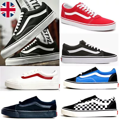 Mens Womens Canvas VAN Old Skool Skate Shoes Trainers Lace Up Sneakers Black UK • £21.69