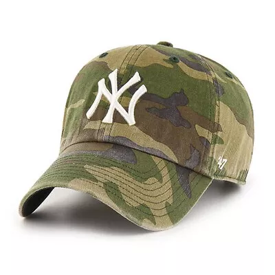 New York Yankees NY '47 Brand MLB Clean Up Adjustable Strapback Hat Dad Cap Camo • $29.99