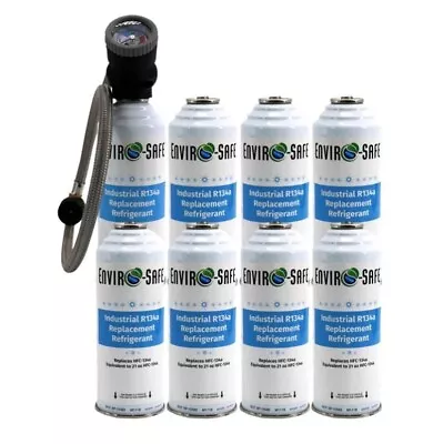 R 134a Refrigerant Replacement + Simple R134a Trigger Gauge (8 Can Kit) • $114.99