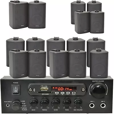 £149.99 • Buy Bar Home Black Bluetooth Wall Speaker Systems Wireless Background Music Amp Kit