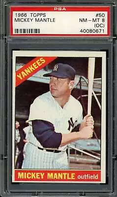 1966 Topps #50 Mickey Mantle PSA 8 Oc Yankees DP  (0671) • $760