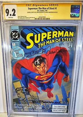 Bogdanove Simonson Signed & Sketched Man Of Steel 1 (1991) Cgc Ss 9.2! • $159.95