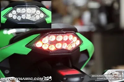 Fit 13-17 Kawasaki Ninja 300 INTEGRATED Turn Signal LED Tail Light CLEAR LENS • $98.95