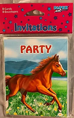 Horse Theme Invitations Birthday Party Gathering My Horse Farm Ranch 8 Count • £6.75