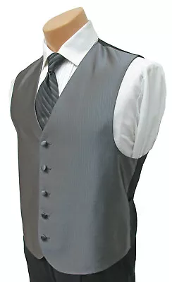 Men's Pewter Grey Joseph Abboud Tuxedo Vest & Tie Silver Groom Wedding Prom • $5.40