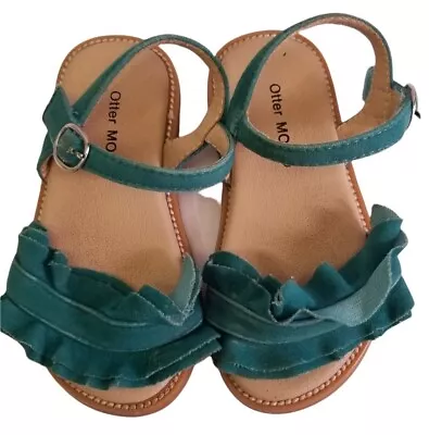 Otter Momo Girls Sandals Open Toe Princess Flat Sandals  Green Size 8 Toddler • $4.97