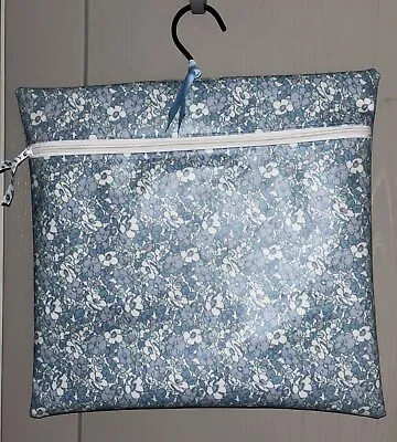 Handmade  Dorma Floral Oilcloth Peg Bag With Zip & Wooden Coat Hanger 14 X 14”XL • £8