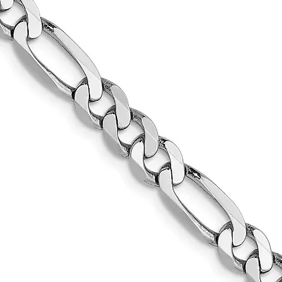 Avariah Solid 14K White Gold 5mm Flat Figaro Chain • $531.99