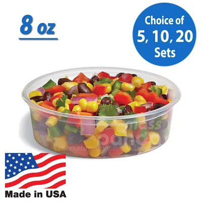 $13.50 • Buy 8oz Round Clear Plastic Deli Food/Soup Restaurant Storage Container Cup W/ Lids