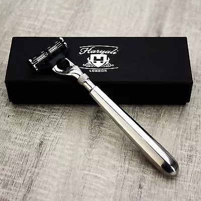 Long Stainless Steel Handle Men's Shaving Triple Edge Razor Perfect For All Skin • £27.59