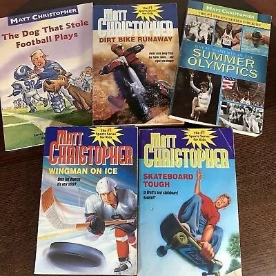 Matt Christopher Book Bundle Of 5 Books Skateboard Sports Dirt Bike Olympics • $14.34