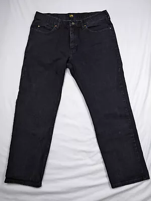 $19.94 • Buy Lee Regular Fit Mens Size 38x30 Black Jeans Straight Mid Rise Dark Wash