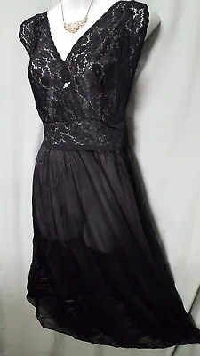 Amoureuse BLACK Nightgown Robe  PEIGNOIR SET  42  Long Plus 4X 58  BUST • £41.83