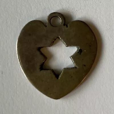 Vintage Sterling Silver Jewish Star Of David Cut Out Heart Pendant 1” 925 • $13.08