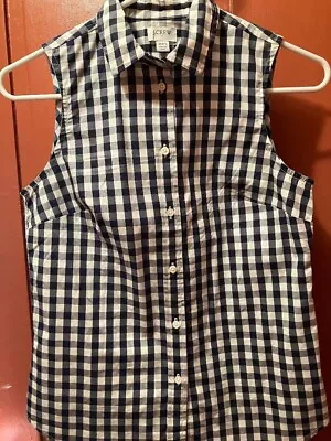 J. Crew Women's Blue And White Check Sleeveless Button Up Shirt XX Small • $4