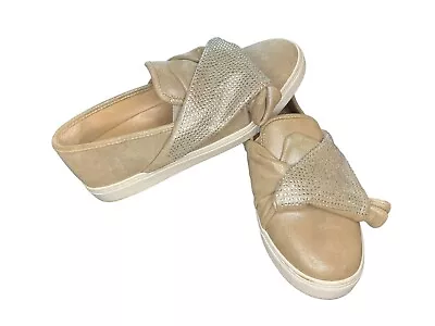Vince Camuto Barita Gold Suede Jeweled Studded Slip-On Sneaker Women’s Size 10 • $27.95