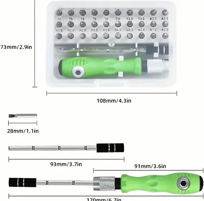 32 In 1 Precise Screwdriver Set Mini Magnetic Bits Kit Phone Laptop Mobile Tool • £5.49