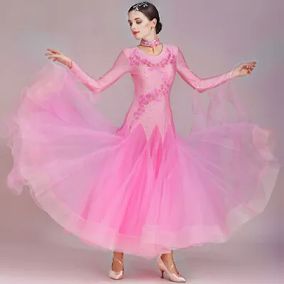$149 • Buy Pink Ballroom Rumba, Waltz, Tango Competition Dress Gown Stretch Sz 10 - 12