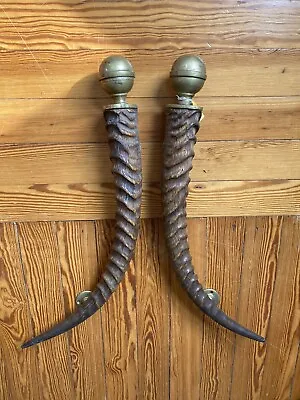 Ibex Antelope Horn Door Handle Pull Hunting Lodge Cabin African L Safari Décor • $1200