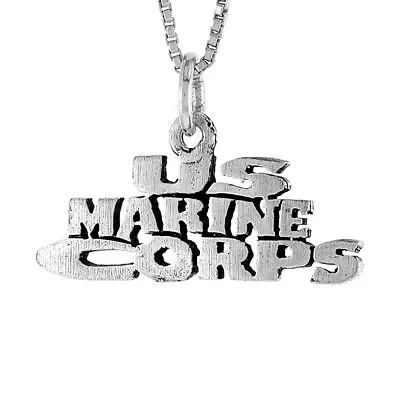 Sterling Silver  US MARINE CORPS  Word Pendant / Charm Italian Box Chain • $14.99