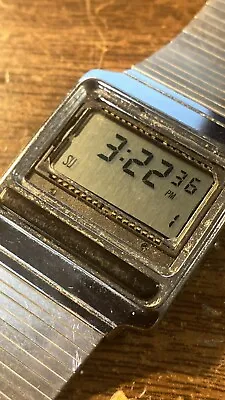 Vintage Timex Unisex Thin Sil. Square Digital Watch~Date~Missing Face FOR PARTS • $14.99