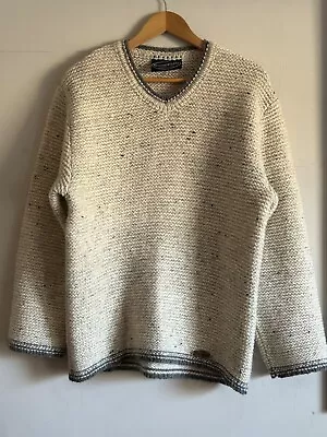 Giesswein Pure Wool Heavyweight V Neck Sweater Austria Sz 50 Large • $50