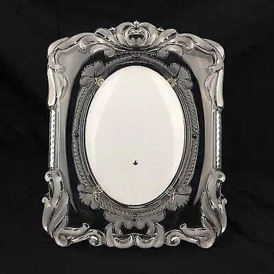 Mikasa Glass Oval Photo Frame Tabletop Free Standing Ornate Heavy Wedding Decor  • $19.98