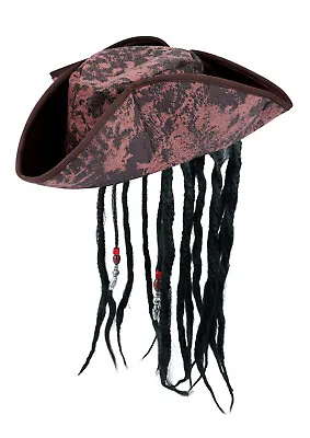 £7.95 • Buy Adults Pirate Fancy Dress Tricorn Hat & Dreadlock Hair Jack Sparrow H00 464