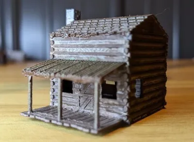 N-Scale - Small 2 Story Log Cabin With Front Porch - Detailed Interior 1:160 • $11.95
