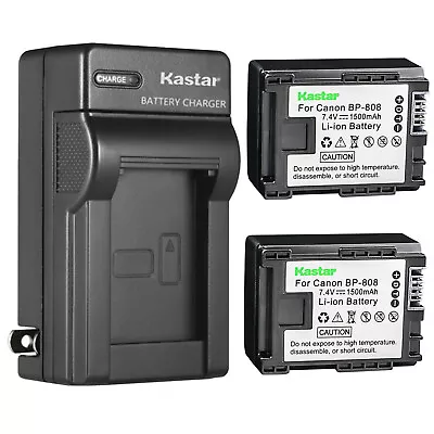 Kastar 2x BP-808 Battery + Charger For Canon Vixia HF200 HG10 HG20 HG21 HG30 M31 • $21.99