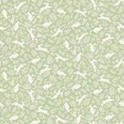 Foxwood Bunnies Green Makower 100% Cotton Patchwork Half Metre • £8.90