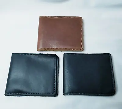 Three (3) Bifold Genuine Leather Money Wallets Black & Brown Accessory Slim New • $7.99