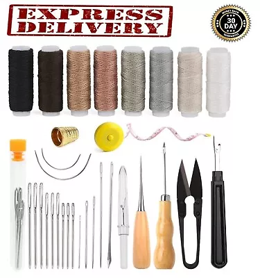Sewing Kit Thread Awl Leather Upholstery Hand Stitcher Repair Set Needles Craft • $12.99