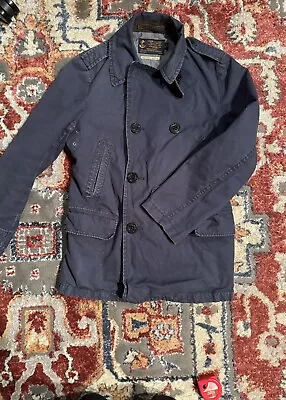 Men’s J. Crew Regulation Military Peacoat Jacket Size Small Navy Blue Retro • $57.99