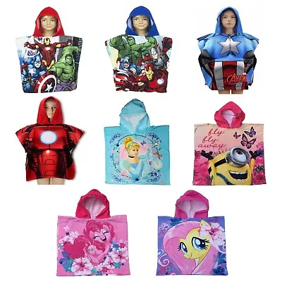 Character Kids Swim / Beach Towel Over The Head Poncho With Hood • £7.99