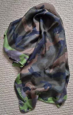 Valentino Silk Scarf Unisex Camouflage Patterns 67cm X 67cm • £25