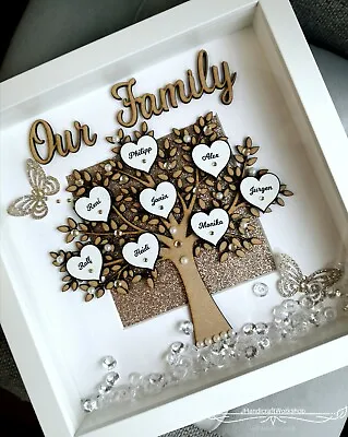 £24.99 • Buy PERSONALISED FAMILY TREE, Gift 3D Box Frame, Xmas, Birthday,Wedding,Anniversary