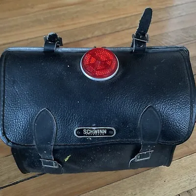 Vintage SCHWINN Rear Saddle Bag With Reflector • About 9 W X 7 H • Black. (NJ) • $50