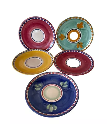 Solimene Campagna Vietri Handpainted 6.5  Cafe Latte Saucers Small Plates • $15