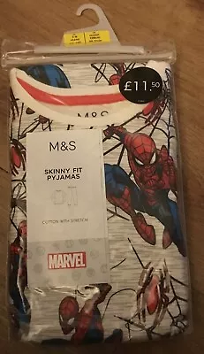 M&s * Marvel Spiderman Pyjamas * Bnwt * Age 7-8 Years • £8.75