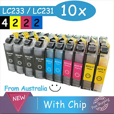 10 X Ink Cartridges For Brother LC233 LC-233 DCP-J4120DW MFC-J4620DW MFC J5720DW • $32.99