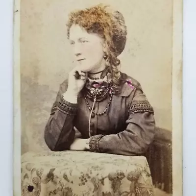 CDV Photo Beautiful Woman Hand Colored Lee Gallery Richmond VA 1869 • $38