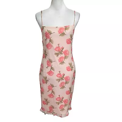 Valentino Miss V 1990s Vintage Floral Slip Dress Camisole Pink Women’s Size 8 • $132.99