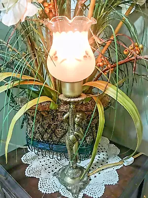 $36.50 • Buy Vintage Cherub  Brass/Cast Metal/ Desk- Parlor - Table Lamp W/Ornate Base