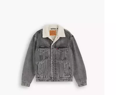 Levi's Men's Vintage Fit Sherpa Trucker Jacket Medium Gray Stonewash  SZ:MEDIUM • $64