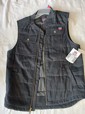Wrangler Workwear Vest M Mens Quilted Duck Canvas Chore Workwear Lined Black • $34